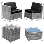 Costway 8 PCS Wicker Sofa Rattan Furniture Set Patio Furniture w/ Storage Table White\ Black\Turquoise\Red