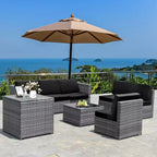 Costway 8 PCS Wicker Sofa Rattan Furniture Set Patio Furniture w/ Storage Table White\ Black\Turquoise\Red