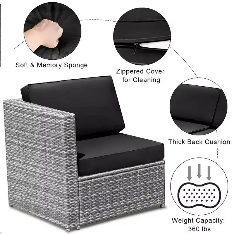 Costway 8 PCS Wicker Sofa Rattan Furniture Set Patio Furniture w/ Storage Table White\ Black\Turquoise\Red