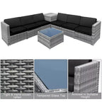 Costway 8 PCS Wicker Sofa Rattan Furniture Set Patio Furniture w/ Storage Table White\ Black\Turquoise\Red