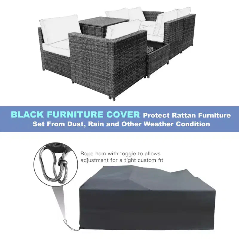 Costway 8 PCS Wicker Sofa Rattan Furniture Set Patio Furniture w/ Storage Table White\ Black\Turquoise\Red