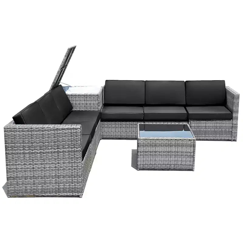 Costway 8 PCS Wicker Sofa Rattan Furniture Set Patio Furniture w/ Storage Table White\ Black\Turquoise\Red