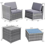 Costway 8 PCS Wicker Sofa Rattan Furniture Set Patio Furniture w/ Storage Table White\ Black\Turquoise\Red