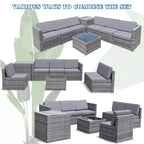 Costway 8 PCS Wicker Sofa Rattan Furniture Set Patio Furniture w/ Storage Table White\ Black\Turquoise\Red