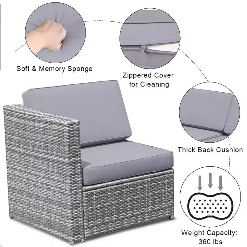Costway 8 PCS Wicker Sofa Rattan Furniture Set Patio Furniture w/ Storage Table White\ Black\Turquoise\Red