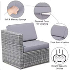 Costway 8 PCS Wicker Sofa Rattan Furniture Set Patio Furniture w/ Storage Table White\ Black\Turquoise\Red
