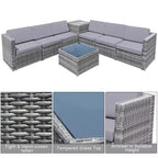 Costway 8 PCS Wicker Sofa Rattan Furniture Set Patio Furniture w/ Storage Table White\ Black\Turquoise\Red
