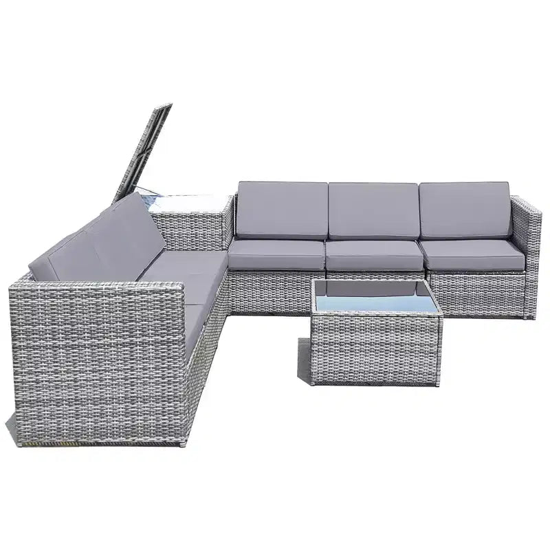 Costway 8 PCS Wicker Sofa Rattan Furniture Set Patio Furniture w/ Storage Table White\ Black\Turquoise\Red