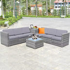 Costway 8 PCS Wicker Sofa Rattan Furniture Set Patio Furniture w/ Storage Table White\ Black\Turquoise\Red