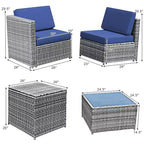 Costway 8 PCS Wicker Sofa Rattan Furniture Set Patio Furniture w/ Storage Table White\ Black\Turquoise\Red