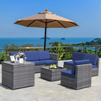 Costway 8 PCS Wicker Sofa Rattan Furniture Set Patio Furniture w/ Storage Table White\ Black\Turquoise\Red