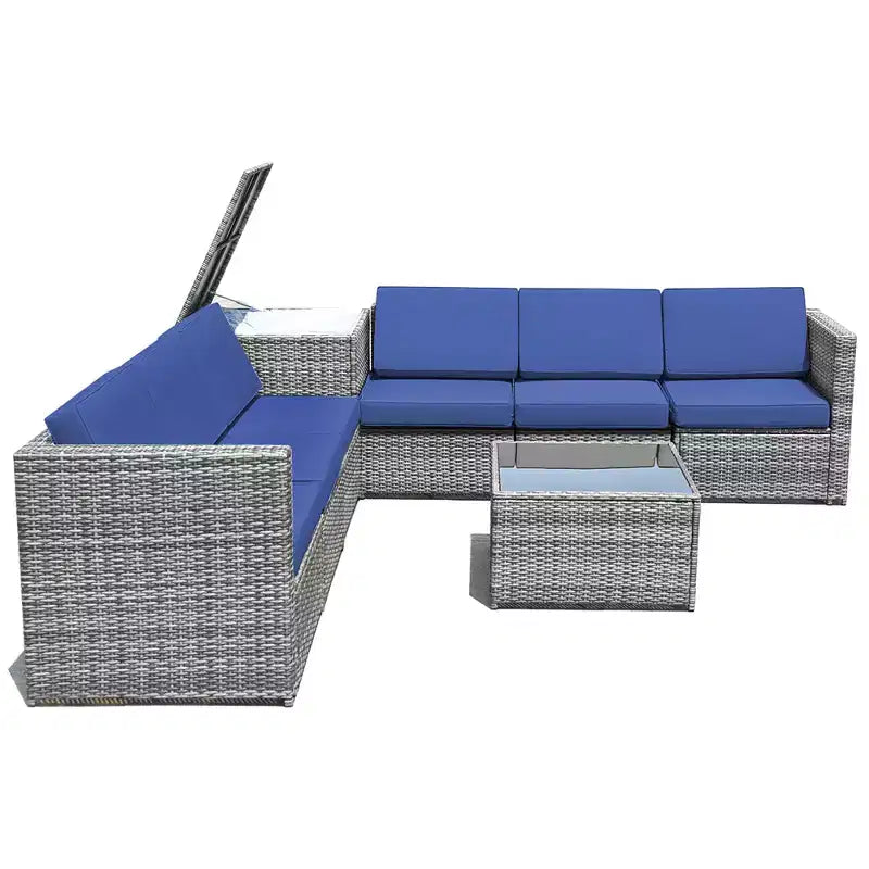 Costway 8 PCS Wicker Sofa Rattan Furniture Set Patio Furniture w/ Storage Table White\ Black\Turquoise\Red