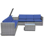 Costway 8 PCS Wicker Sofa Rattan Furniture Set Patio Furniture w/ Storage Table White\ Black\Turquoise\Red