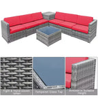 Costway 8 PCS Wicker Sofa Rattan Furniture Set Patio Furniture w/ Storage Table White\ Black\Turquoise\Red
