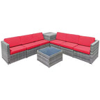 Costway 8 PCS Wicker Sofa Rattan Furniture Set Patio Furniture w/ Storage Table White\ Black\Turquoise\Red