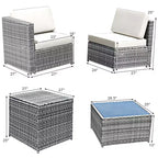 Costway 8 PCS Wicker Sofa Rattan Furniture Set Patio Furniture w/ Storage Table White\ Black\Turquoise\Red