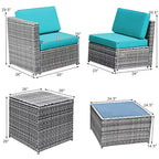 Costway 8 PCS Wicker Sofa Rattan Furniture Set Patio Furniture w/ Storage Table White\ Black\Turquoise\Red