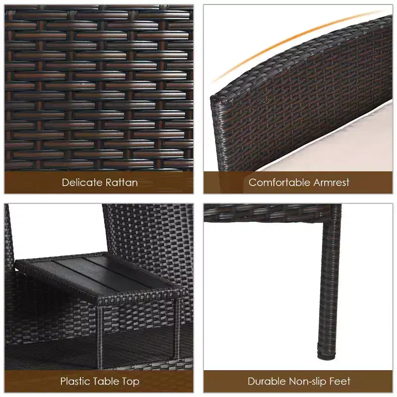 Costway Set da Salotto Patented Patio Rattan Divano a Due Posti Tavolo Sedie Imbottite