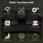 Costway Set da Salotto Patented Patio Rattan Divano a Due Posti Tavolo Sedie Imbottite