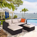Costway 5PCS Patio Rattan Furniture Set Ottoman Table