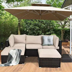 Costway 5PCS Patio Rattan Furniture Set Ottoman Table