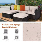 Costway 5PCS Patio Rattan Furniture Set Ottoman Table