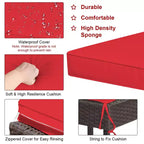 Costway 3PCS Patio Rattan Wicker Bar Table Stools Dining Set Cushioned Chairs Garden Red