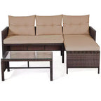 Costway 3PCS Patio Wicker Rattan Sofa Set Outdoor Sectional Conversation Set