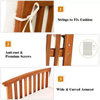 Set di mobili da patio Costway 4 pezzi in legno massello con tavolo da caffè e cuscino bianco