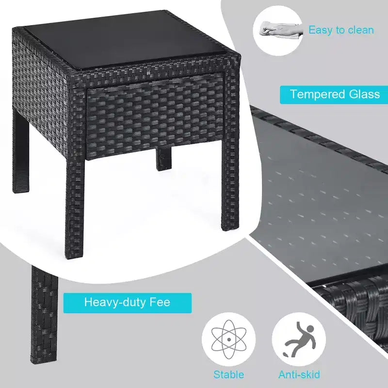 Costway Set Mobili da Giardino in Rattan 3 Pezzi Tavolino Divano con Cuscini