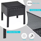 Costway Set Mobili da Giardino in Rattan 3 Pezzi Tavolino Divano con Cuscini