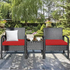Costway Set Mobili da Giardino in Rattan 3 Pezzi Tavolino Divano con Cuscini