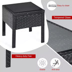 Costway Set Mobili da Giardino in Rattan 3 Pezzi Tavolino Divano con Cuscini