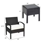 Costway Set Mobili da Giardino in Rattan 3 Pezzi Tavolino Divano con Cuscini