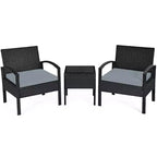Costway Set Mobili da Giardino in Rattan 3 Pezzi Tavolino Divano con Cuscini