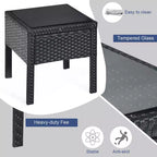 Costway Set Mobili da Giardino in Rattan 3 Pezzi Tavolino Divano con Cuscini