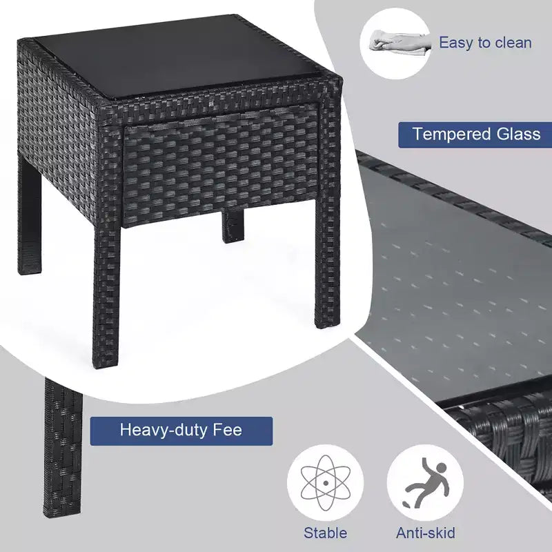 Costway Set Mobili da Giardino in Rattan 3 Pezzi Tavolino Divano con Cuscini