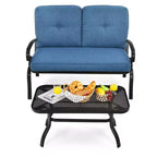 Costway Set Mobili da Giardino 2 Pezzi Panchina Tavolo Divanetto con Cuscini