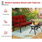 Costway Set Mobili da Giardino 2 Pezzi Panchina Tavolo Divanetto con Cuscini
