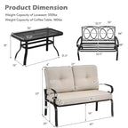 Costway Set Mobili da Giardino 2 Pezzi Panchina Tavolo Divanetto con Cuscini