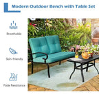 Costway Set Mobili da Giardino 2 Pezzi Panchina Tavolo Divanetto con Cuscini