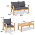 Set di mobili da giardino Costway 8 pz in legno di acacia con cuscini spessi, divano a due posti, bianco sporco/turchese/grigio
