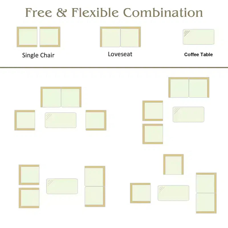 Costway Set Mobili da Giardino in Rattan 4 Pezzi con Divano Tavolo Scaffale Contenitore Cuscini
