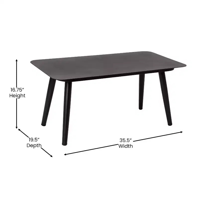 Flash Furniture Kierra Set 4 Pezzi da Conversazione Nero per Ogni Stagione con Cuscini Grigi Sfoderabili e Tavolino da Caffè in Metallo