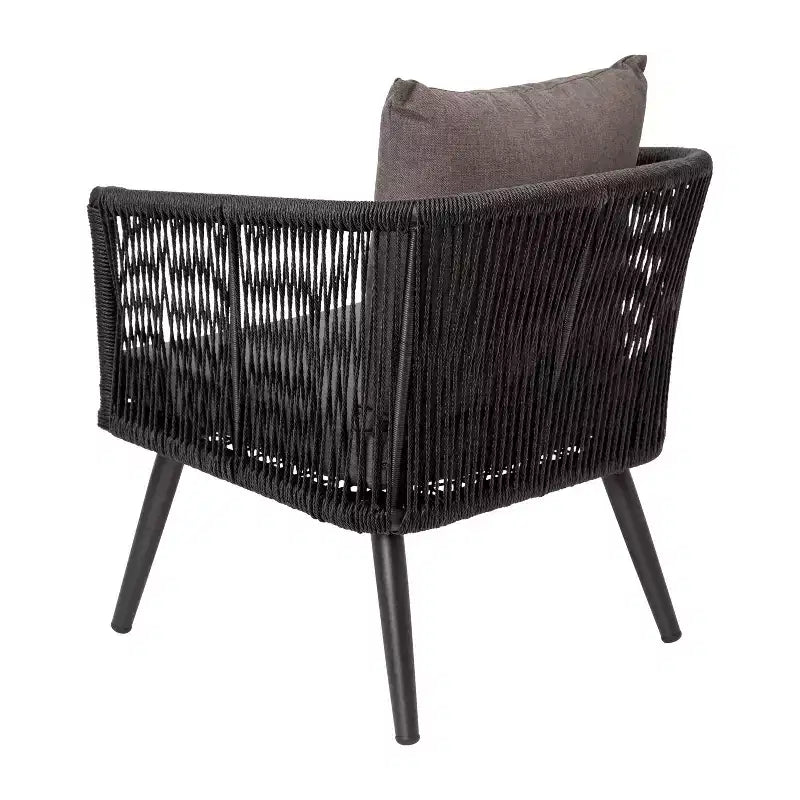 Flash Furniture Kierra Set 4 Pezzi da Conversazione Nero per Ogni Stagione con Cuscini Grigi Sfoderabili e Tavolino da Caffè in Metallo