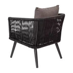 Flash Furniture Kierra Set 4 Pezzi da Conversazione Nero per Ogni Stagione con Cuscini Grigi Sfoderabili e Tavolino da Caffè in Metallo
