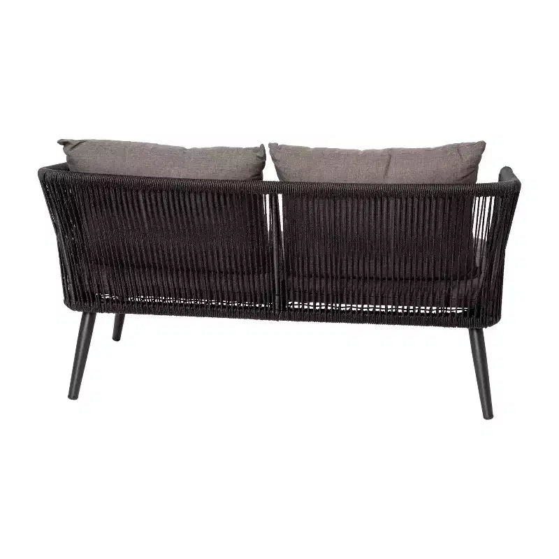 Flash Furniture Kierra Set 4 Pezzi da Conversazione Nero per Ogni Stagione con Cuscini Grigi Sfoderabili e Tavolino da Caffè in Metallo