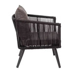 Flash Furniture Kierra Set 4 Pezzi da Conversazione Nero per Ogni Stagione con Cuscini Grigi Sfoderabili e Tavolino da Caffè in Metallo