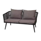 Flash Furniture Kierra Set 4 Pezzi da Conversazione Nero per Ogni Stagione con Cuscini Grigi Sfoderabili e Tavolino da Caffè in Metallo