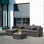 Set di divani Outsunny a 6 pezzi in rattan PE da esterno, set di mobili da conversazione componibili in vimini per patio con cuscini e tavolino da caffè